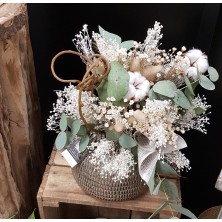 Bouquet de fleurs séchées couleur au choix fourni avec vase - Fleuriste Celles-sur-Belle (79)