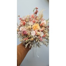 Bouquet de fleurs séchées couleur au choix fourni avec vase - Fleuriste Celles-sur-Belle (79)