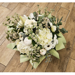 Bouquet rond de deuil raffiné - Diamètre 50 cm - Couleur au choix -Fleuriste Celles-sur-Belle (79)