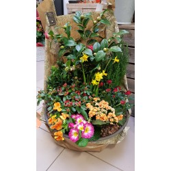 Assemblage de plantes de saison en coupe raffinée pour le deuil - Fleuriste Celles-sur-Belle (79)