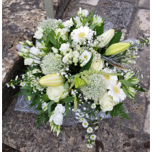 Bouquet rond de deuil élégant - Diamètre 40 cm - Couleur au choix -Fleuriste Celles-sur-Belle (79)
