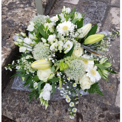Bouquet rond de deuil élégant - Diamètre 40 cm - Couleur au choix -Fleuriste Celles-sur-Belle (79)