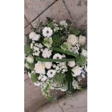 Coussin de deuil rond élégant - Diamètre 60 cm - couleur au choix - Fleuriste Celles-sur-Belle (79)