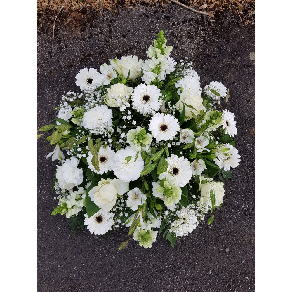 Coussin de deuil rond élégant - Diamètre 60 cm - couleur au choix - Fleuriste Celles-sur-Belle (79)