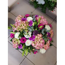 Coussin de deuil rond élégant - Diamètre 60 cm - couleur au choix - Fleuriste Celles-sur-Belle (79)