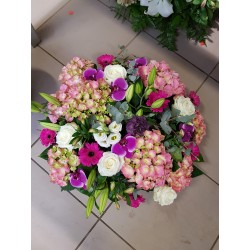 Coussin de deuil rond élégant - Diamètre 60 cm - couleur au choix - Fleuriste Celles-sur-Belle (79)